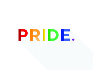 Hand draw LGBT pride Hand written lettering isolated on white background.Vector template for poster, social network, banner, cards. word PRIDE for poster. LGBTQ love symbol background. Concept design.