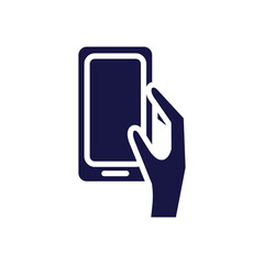 hand with smartphone device silhouette style icon