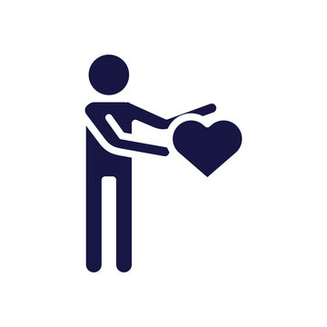 human figure avatar with heart silhouette style icon