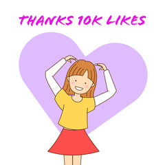 girl with heart pose to thanks people give 10k likes 