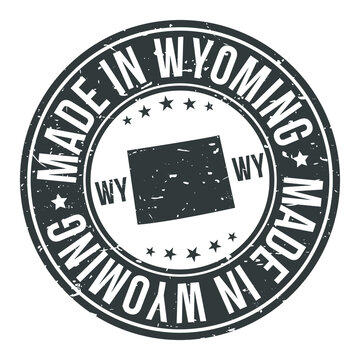Made in Wyoming State USA Quality Original Stamp Design Vector Art.