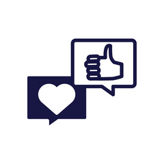 Obraz premium speech bubbles message with social media silhouette style