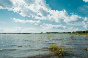Beautiful shot of a lake during wind storm