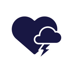 heart with cloud storm silhouette style