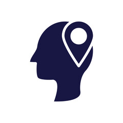 head human profile with pin location silhouette style icon