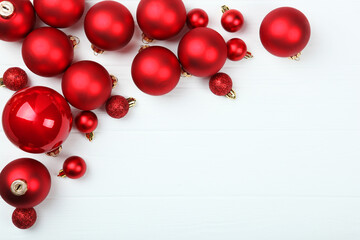 Decorative Christmas balls top view. Place to insert text.
