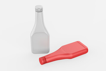 Blank Plastic Ketchup and Sauce Bottle For branding and mock up, 3d illustration.