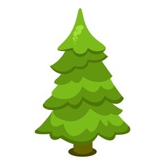 Obraz premium Stylized Cartoon Fir tree, green color design for video game or landscape