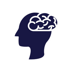 head human profile with brain silhouette style icon