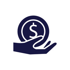 hand with coin money silhouette style