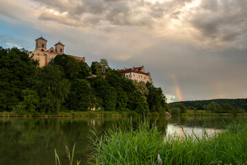 Benedictine abbey on a rocky cliff above the Vistula river in Tyniec near Cracow. Church of st....