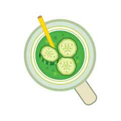 fresh green cucumber juice on white background vector illustration