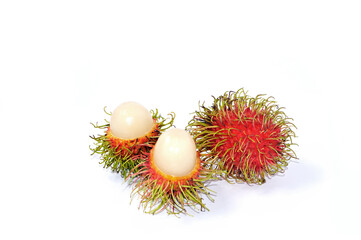 Rambutan fruits isolated white background