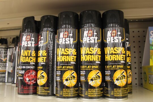 MIDDLETOWN,NY, UNITED STATES - May 06, 2020: No-Pest Wasp and Hornet Killer Spray for Sale on Store Shelves