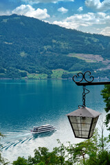 Boat cruising on Lake Thun, Switzerland