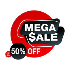 Mega Sale banner template - modern isolated  layout element in black and yellow colors with catchy message 