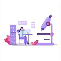 Flat vector illustration of  conduct health research in a modern and quality laboratory