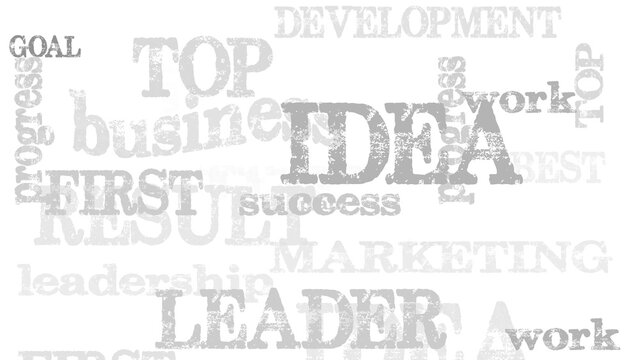business banner with pattern of grey motivational words on light background