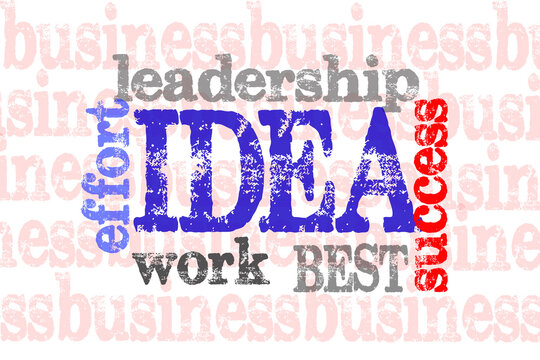 large words idea success best written with letters on lines of red words business