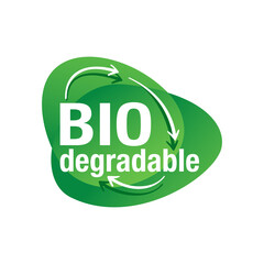 Biodegradable material sign - pictogram for eco-friendly compostable production - environment protection emblem