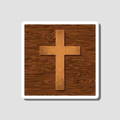 Christian cross sticker icon isolated on gray background