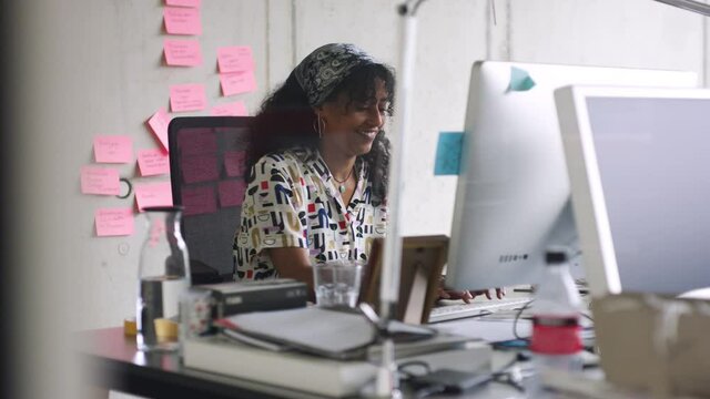 Creative working in start up office 