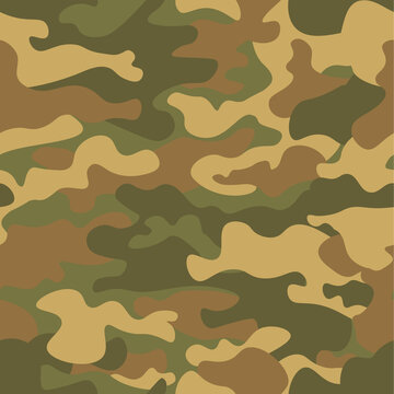 Seamless camouflage pattern. Khaki texture, vector illustration. Camo print background. Abstract military style backdrop for your design