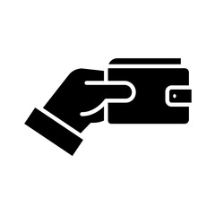 hand with wallet money dollar silhouette style icon