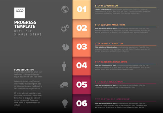 Dark Red Vertical Steps Infographic