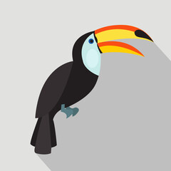 Toucan cartoon flat icon. Brazil. Vector illustration