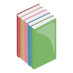 horizontal stack of colored books in isometric.education infographic template design with books pile.Set of book icons in flat design style.vector illustration of isolated layers in the background