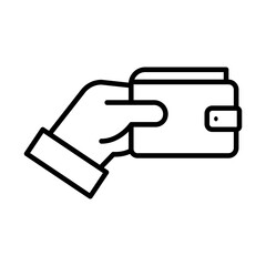 hand with wallet money dollar line style icon