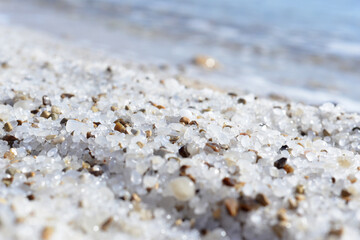 Dead Sea sand salt crystals detailed  close up, natural mineral formation 