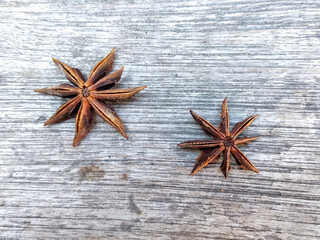 star anise on wooden background