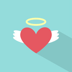 Heart icon in flat design style with long shadow vector illustrator.