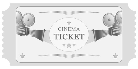 Vector illustration. Retro vintage movie ticket template in black and white. With the ability to add the desired text material
