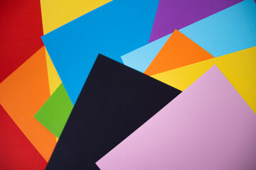 Colored paper geometry flat composition