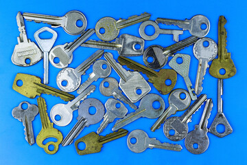 Many door keys as background