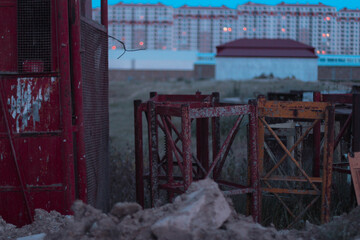 Fototapeta na wymiar Red iron box background. Industrial background.