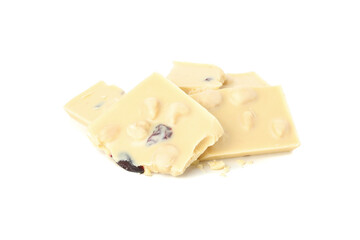 Tasty white chocolate isolated on white background