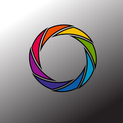 Camera shutter icon. Abstract Background,design element. Rainbow colour.
