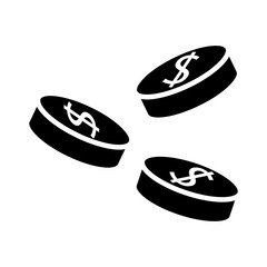 pile coins money dollars silhouette style