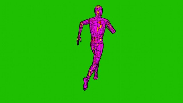 3D Animation Of A Character Running From Behind On A Green Background

