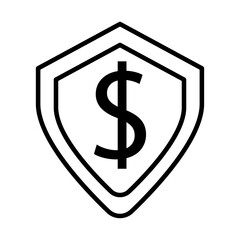 dollar symbol with shield line style