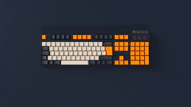 Blue Orange White Computer keyboard 3d illustration 3d render