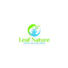 Healthy - vector logo template illustration. Man figure on leaves. Ecological and biological product concept sign. Ecology symbol. Human character icon.