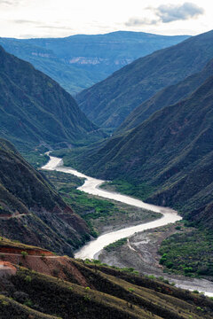 View of Chicamocha canyon in Colombia in the Andes mountain range. South America