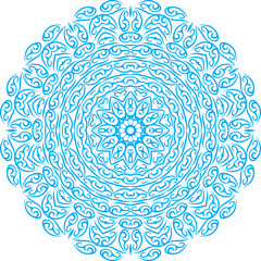 Light Blue Color Mandala on white isolated background.