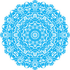 Light Blue Color Mandala on white isolated background.