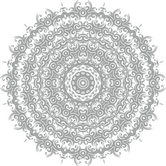 Light Grey Color Mandala on white isolated background.